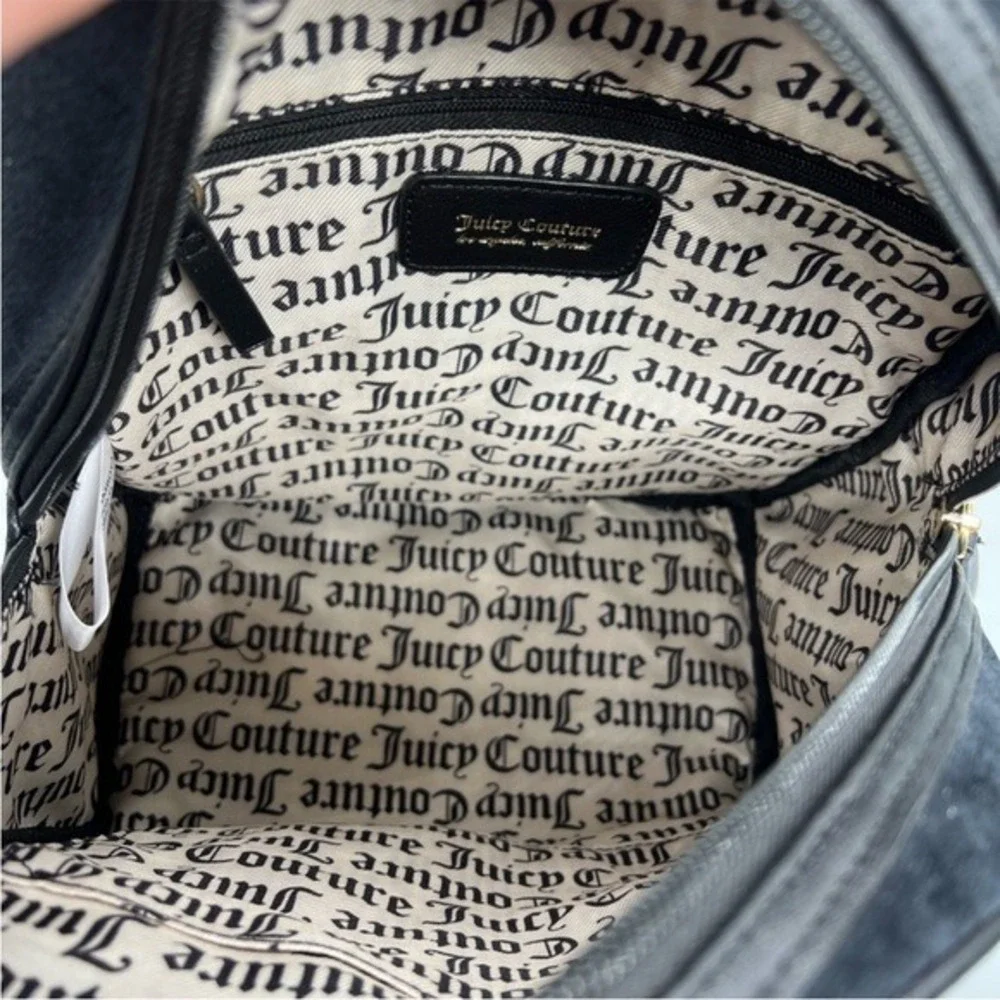 NEW Juicy Couture Big Spender Black Velour Rhinestone‎ Mini Backpack Liquorice